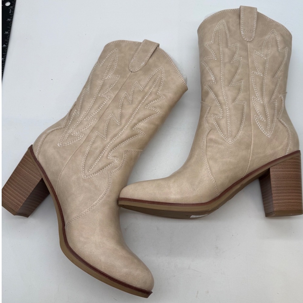 MIA Girl Ryleh LTS Milan Womens Western Cowboy Boots Beige Tan 8.5M MH1523JMG
